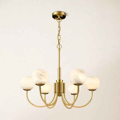 Modern Alabaster Round Art Chandelier 31.5"D#Finish_Gold