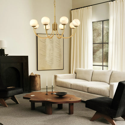 Modern Alabaster Round Art Chandelier 65cm D