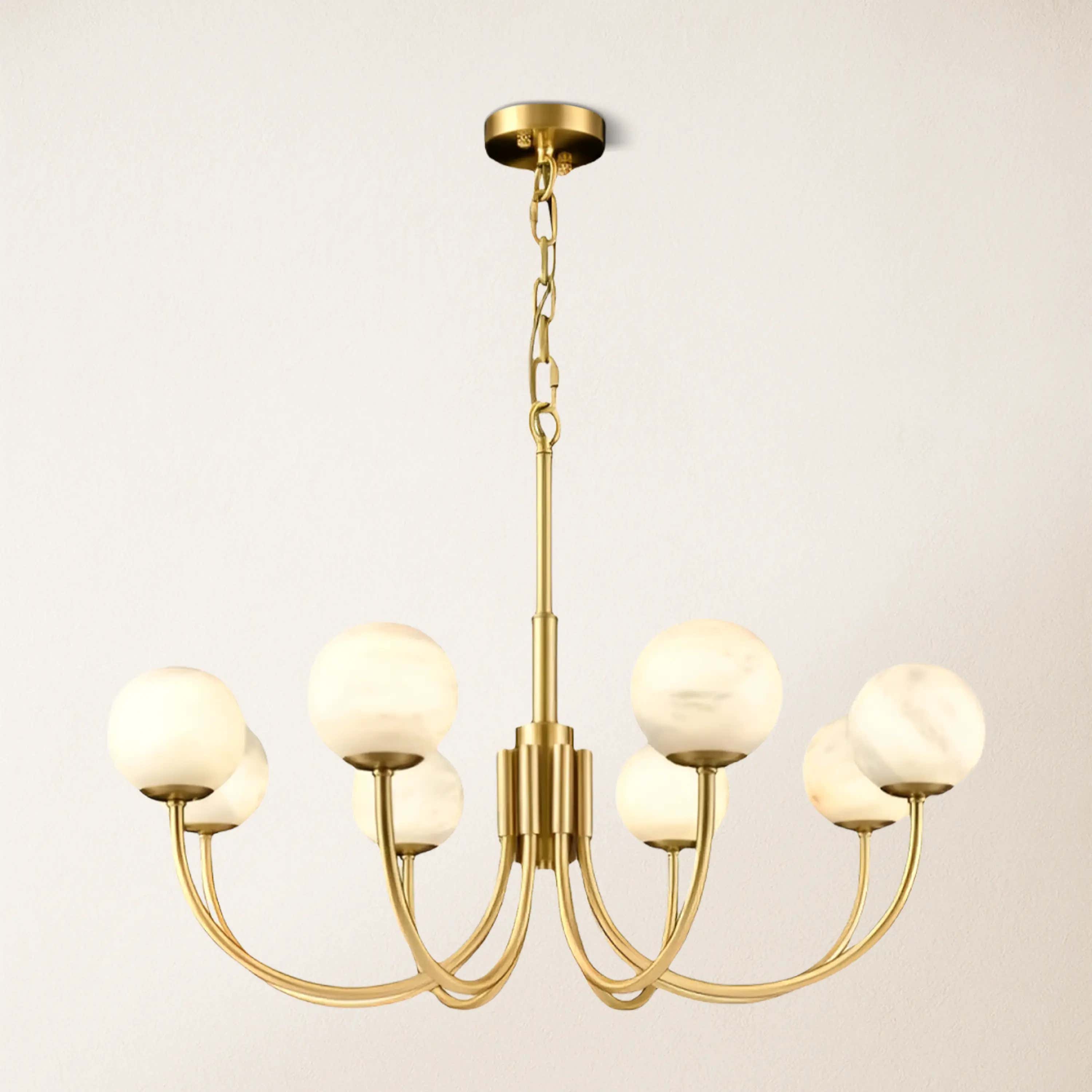 Modern Alabaster Round Art Chandelier 31.5"D#Finish_Gold