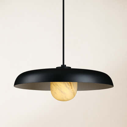 MineraLight Alabaster Industrial Pendant Light 41cm D