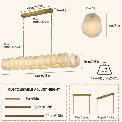 Moira Alabaster Oval Chandelier 58"W