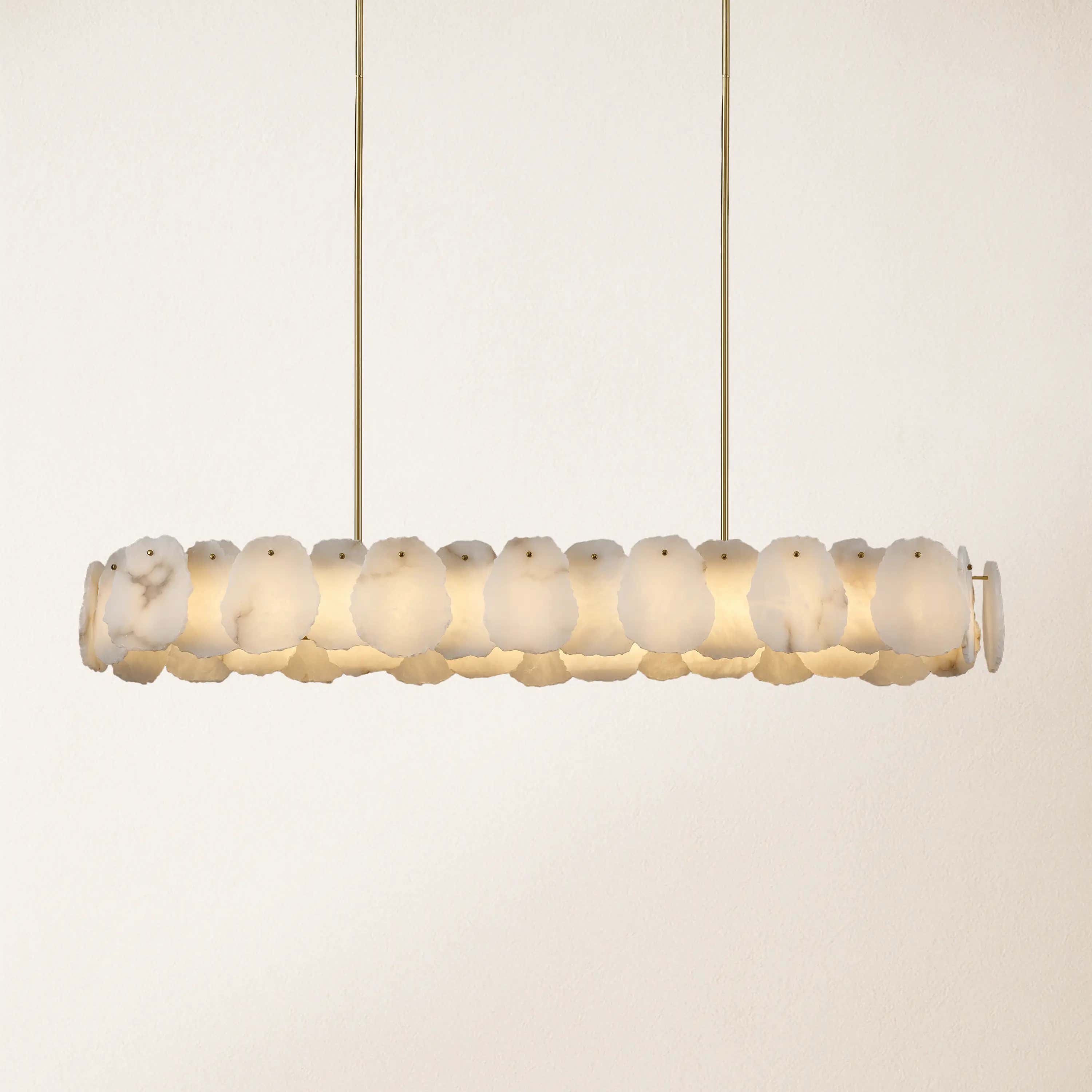 Moira Alabaster Oval Chandelier 58"W#Finish_Gold