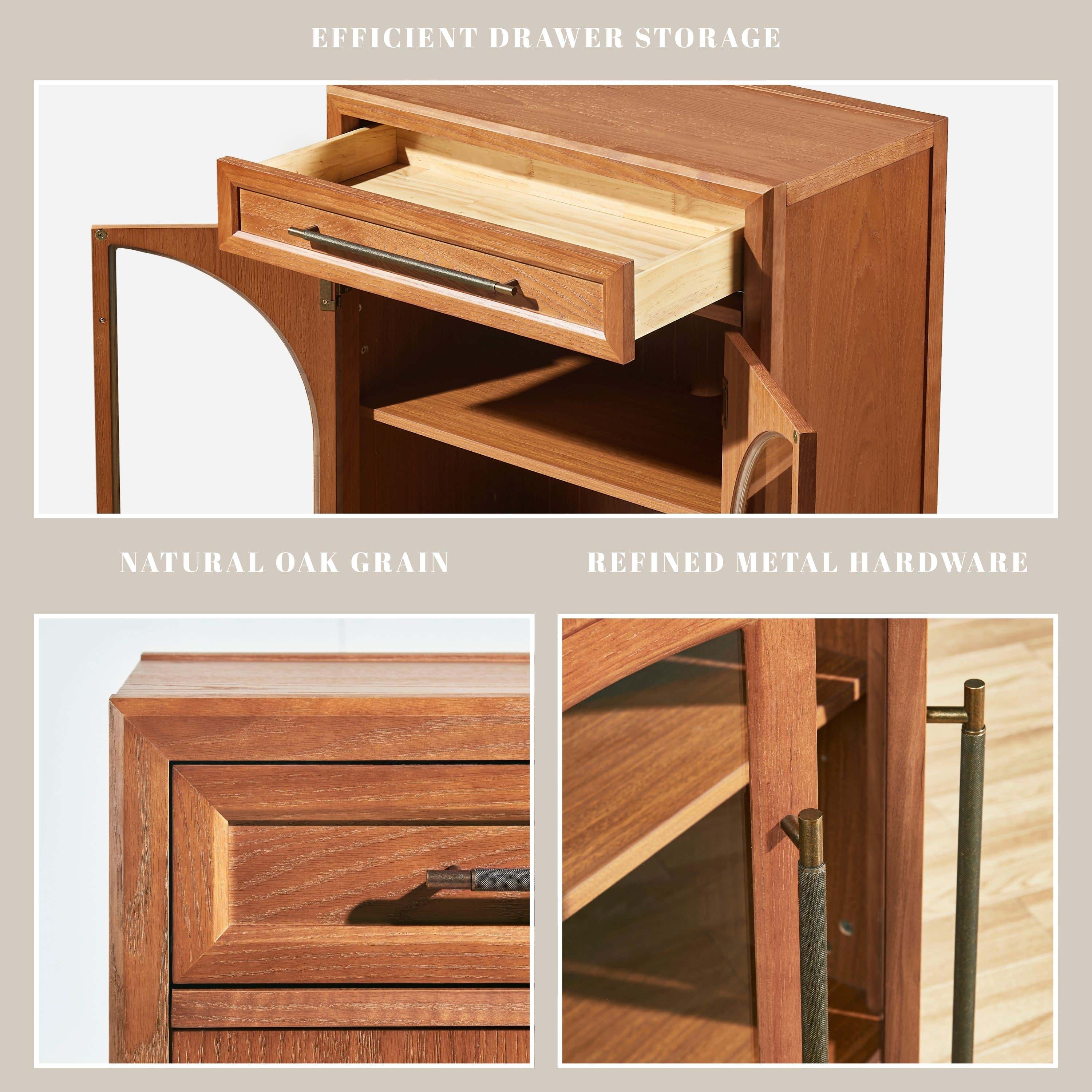 Alvar Arched 32" Oak Storage Cabinet with Drawers