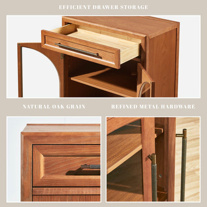 Alvar Arched 32" Oak Storage Cabinet with Drawers