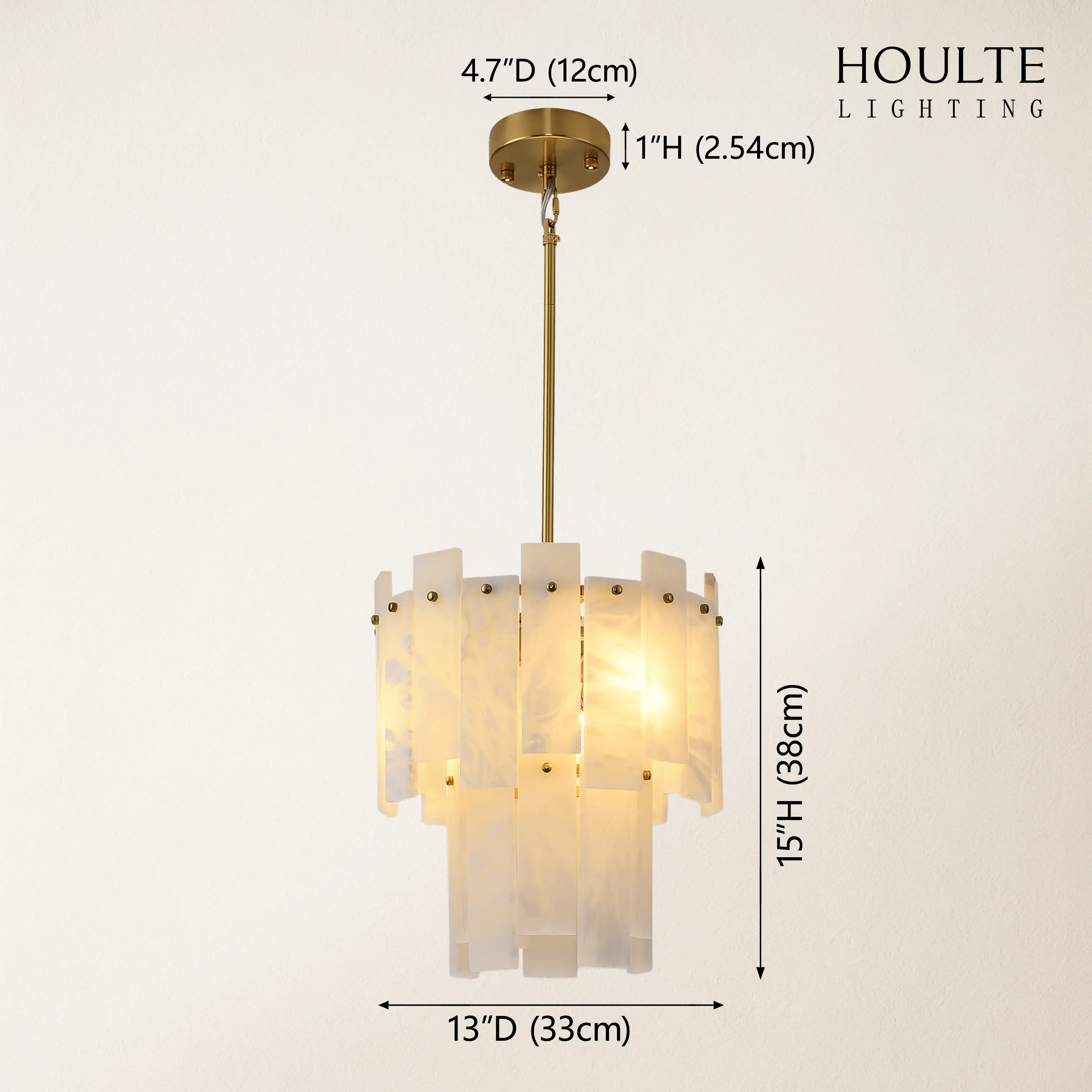 Nivislight Alabaster 2-Tier Round Chandelier 33cm