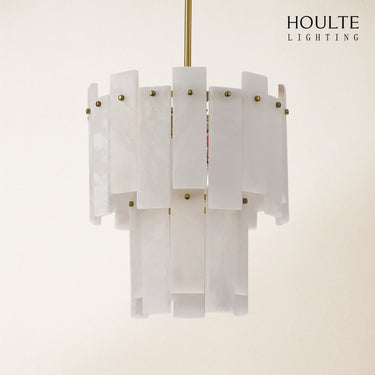 Nivislight Alabaster 2-Tier Round Chandelier 33cm