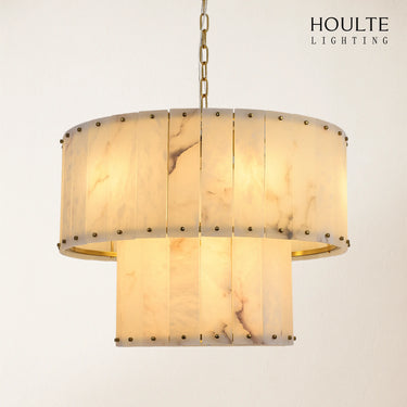 Nivislight Alabaster 2-Tier Round Chandelier 61cm