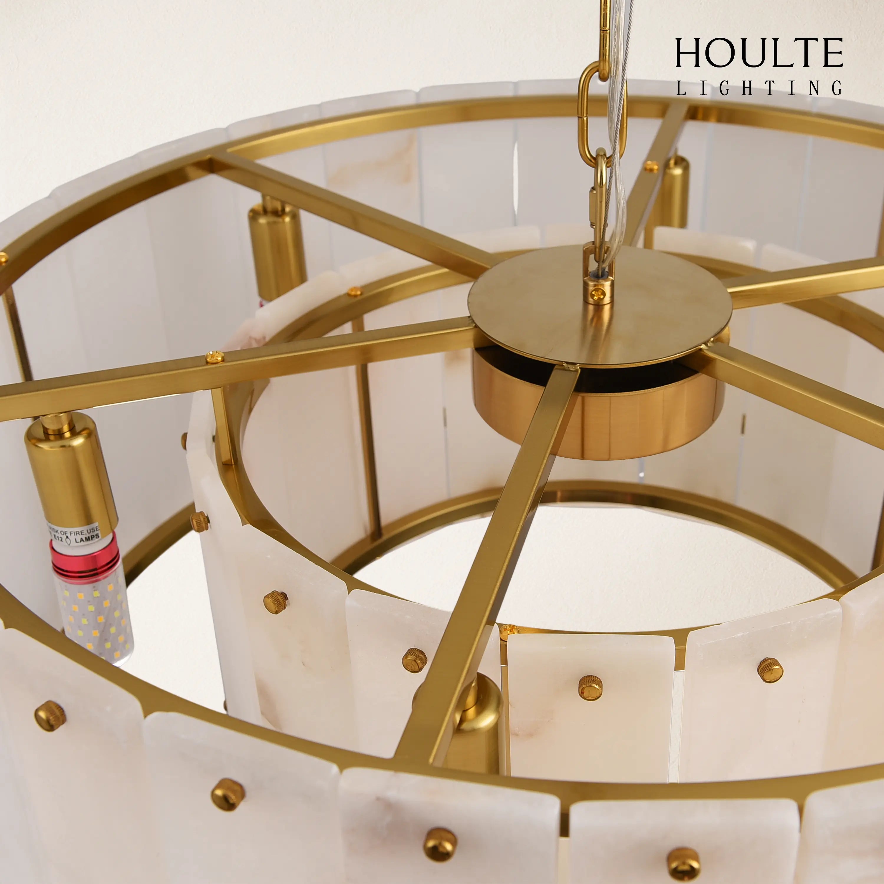 Nivislight Alabaster 2-Tier Round Chandelier 61cm