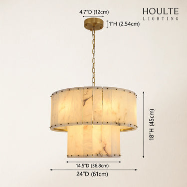 Nivislight Alabaster 2-Tier Round Chandelier 61cm