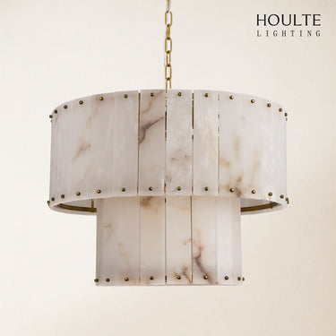 Nivislight Alabaster 2-Tier Round Chandelier 61cm