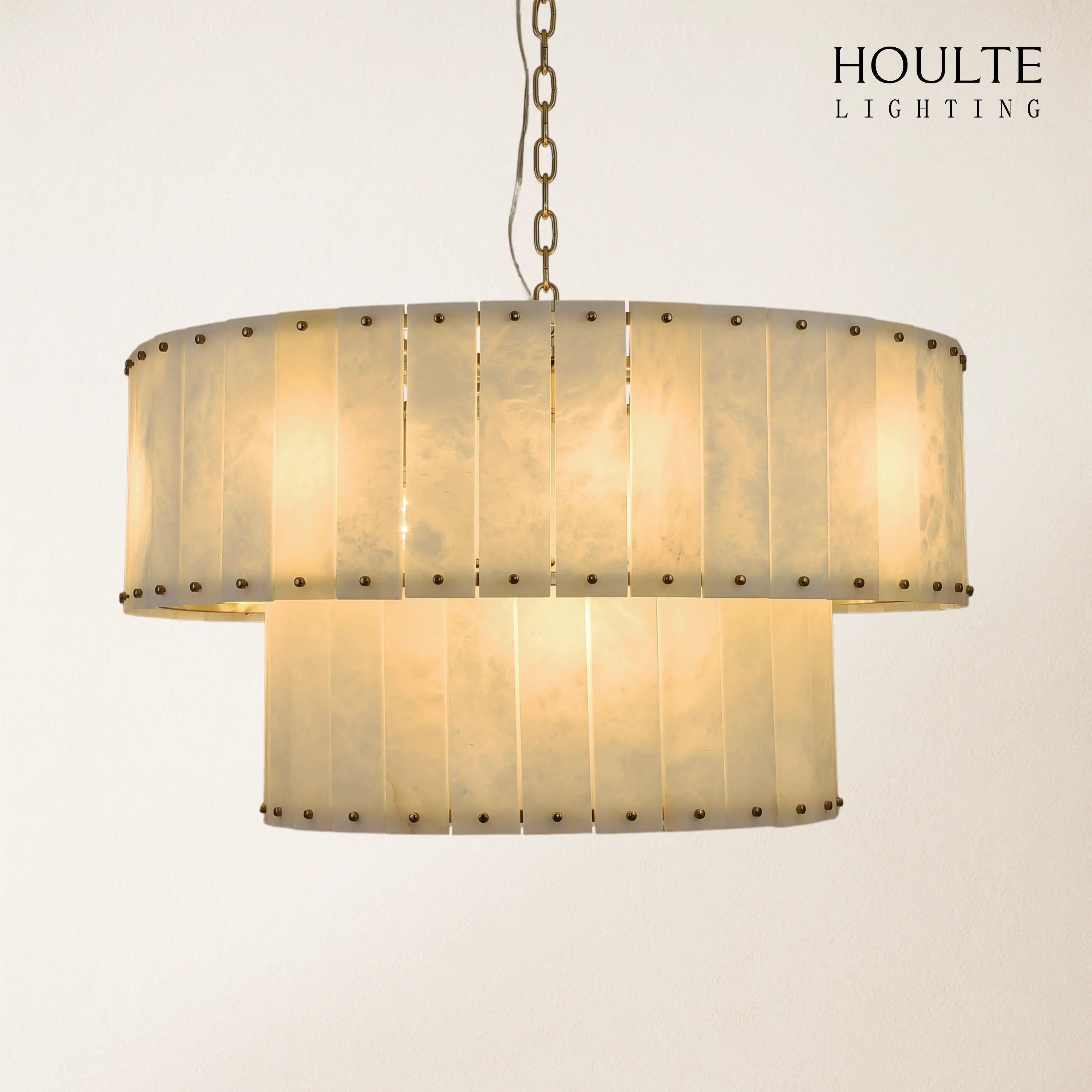 Nivislight Alabaster 2-Tier Round Chandelier 81cm