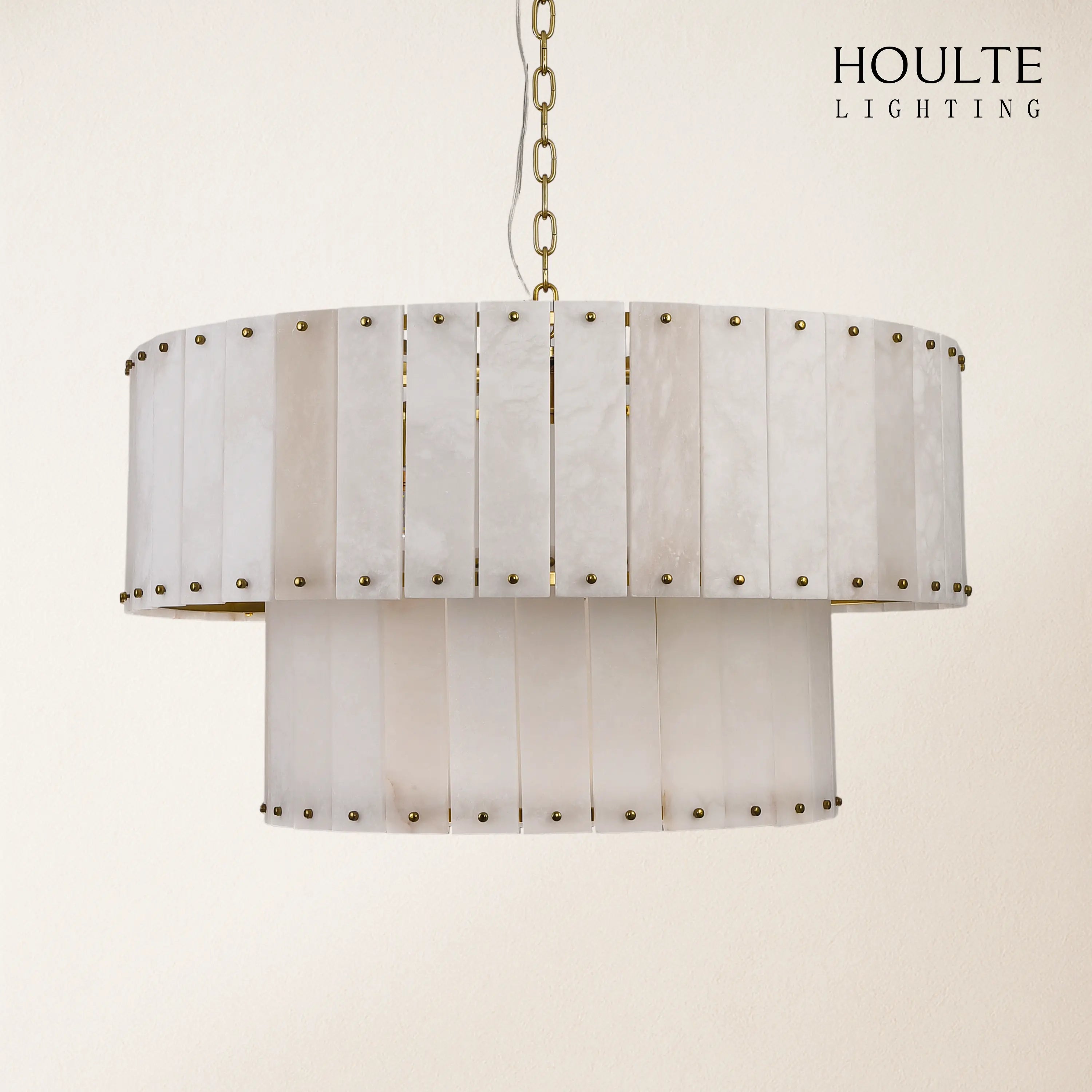 Nivislight Alabaster 2-Tier Round Chandelier 81cm