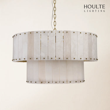 Nivislight Alabaster 2-Tier Round Chandelier 81cm