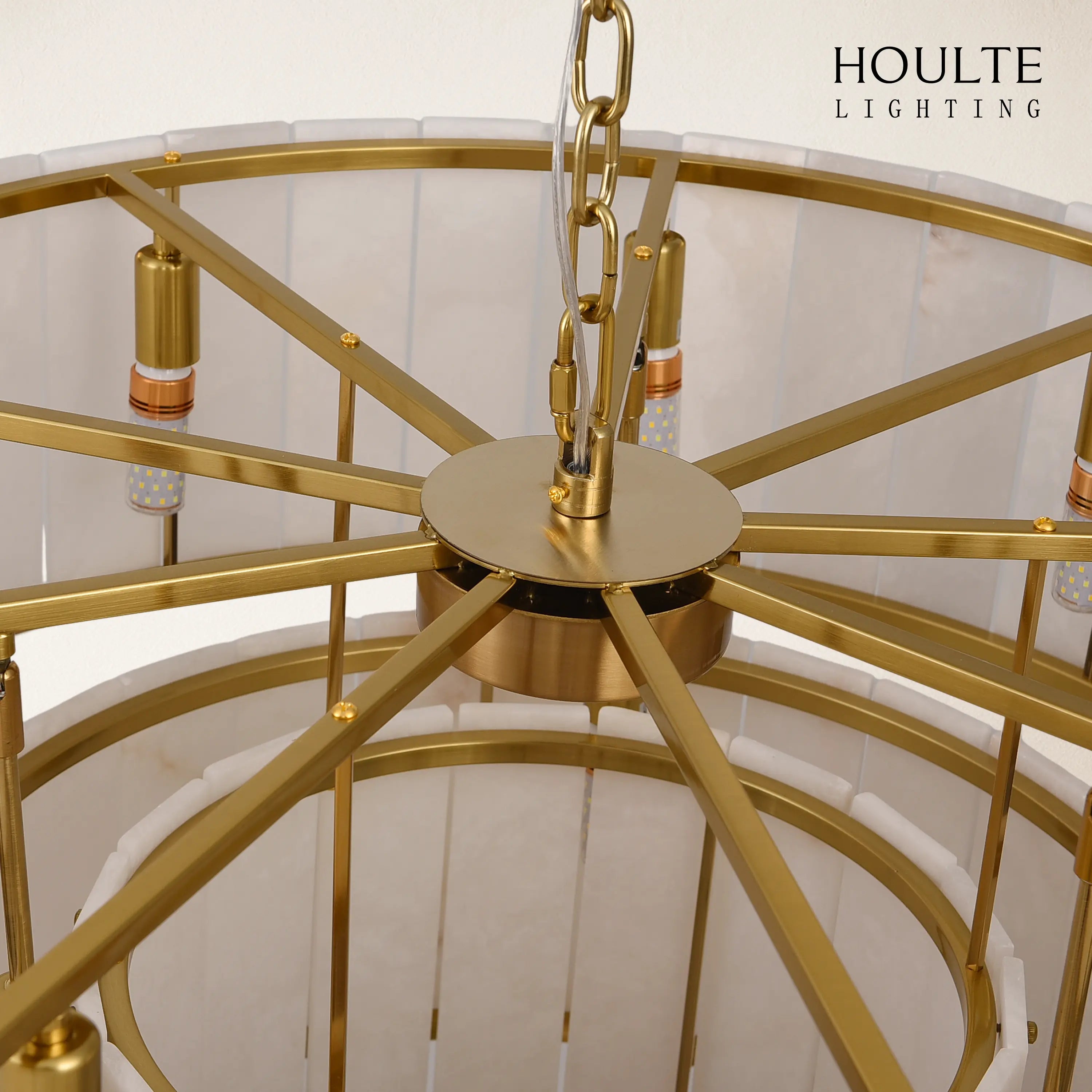 Nivislight Alabaster 2-Tier Round Chandelier 81cm