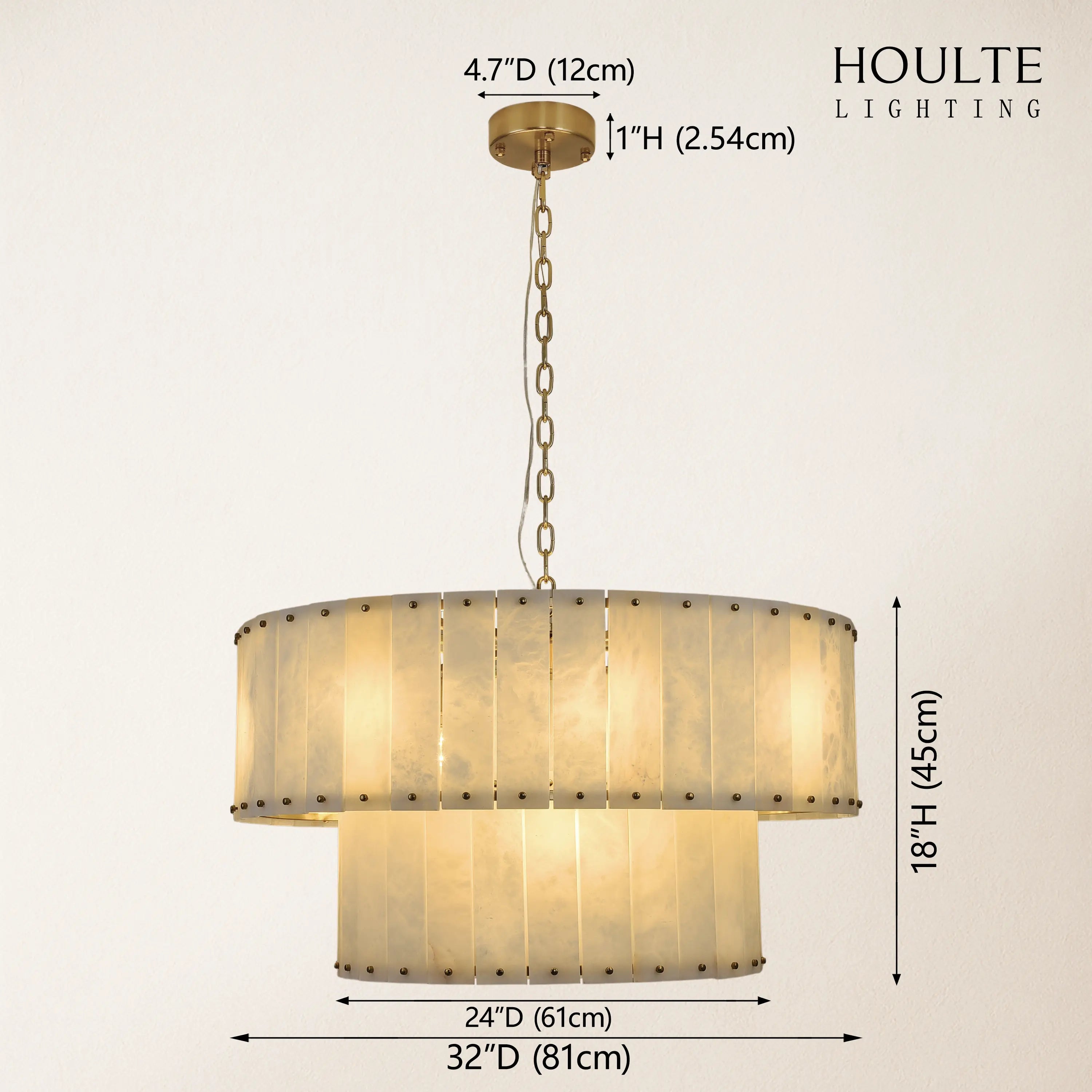 Nivislight Alabaster 2-Tier Round Chandelier 81cm