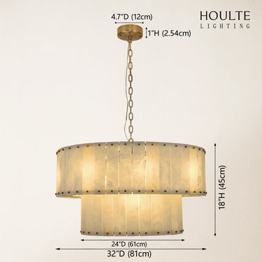 Nivislight Alabaster 2-Tier Round Chandelier 81cm
