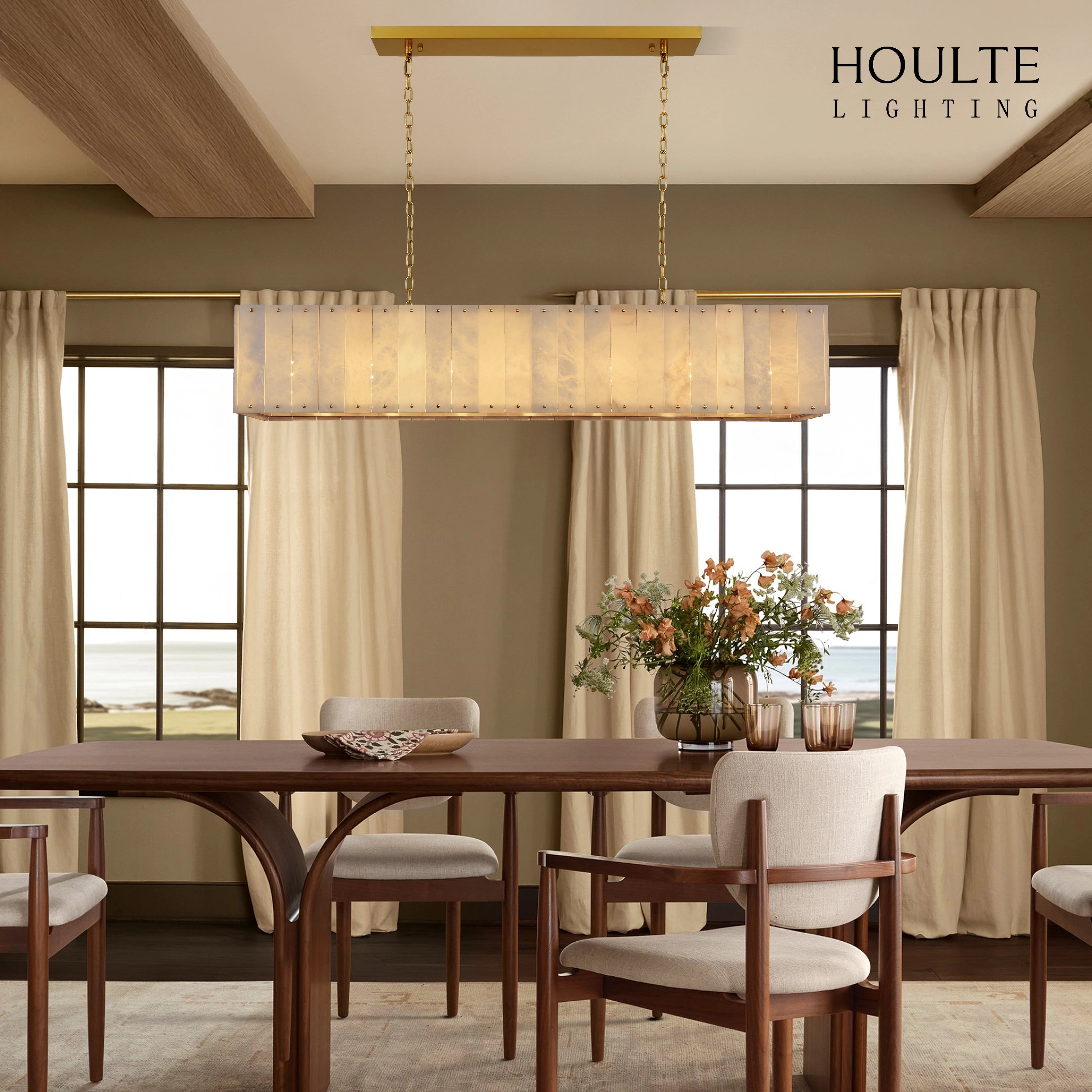 Nivislight Alabaster Rectangular Chandelier 140cm