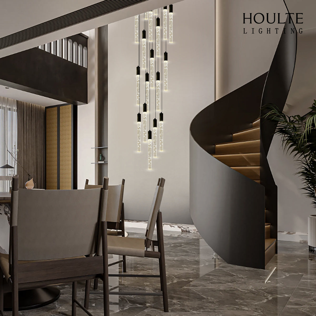 Nova Cascade Modern LED High Ceiling Chandelier 20"D