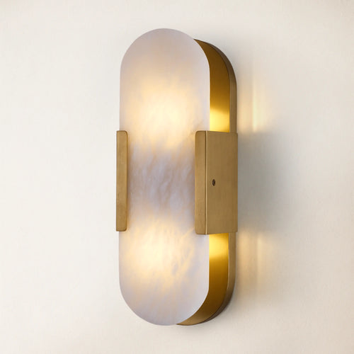 OpalEdge Alabaster Oval Wall Sconce 35cm H