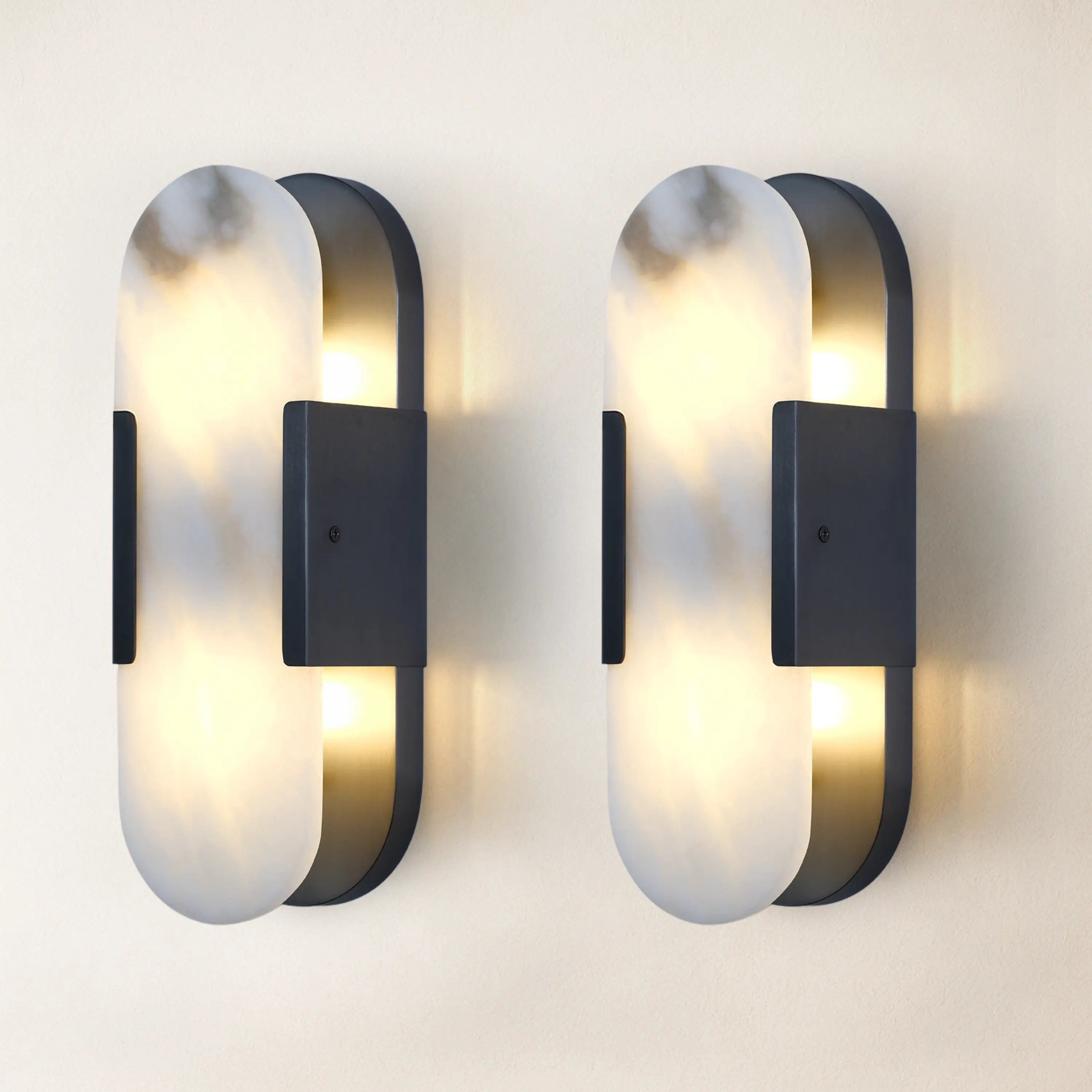 OpalEdge Alabaster Oval Wall Sconce 35cm H
