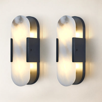 OpalEdge Alabaster Oval Wall Sconce 35cm H