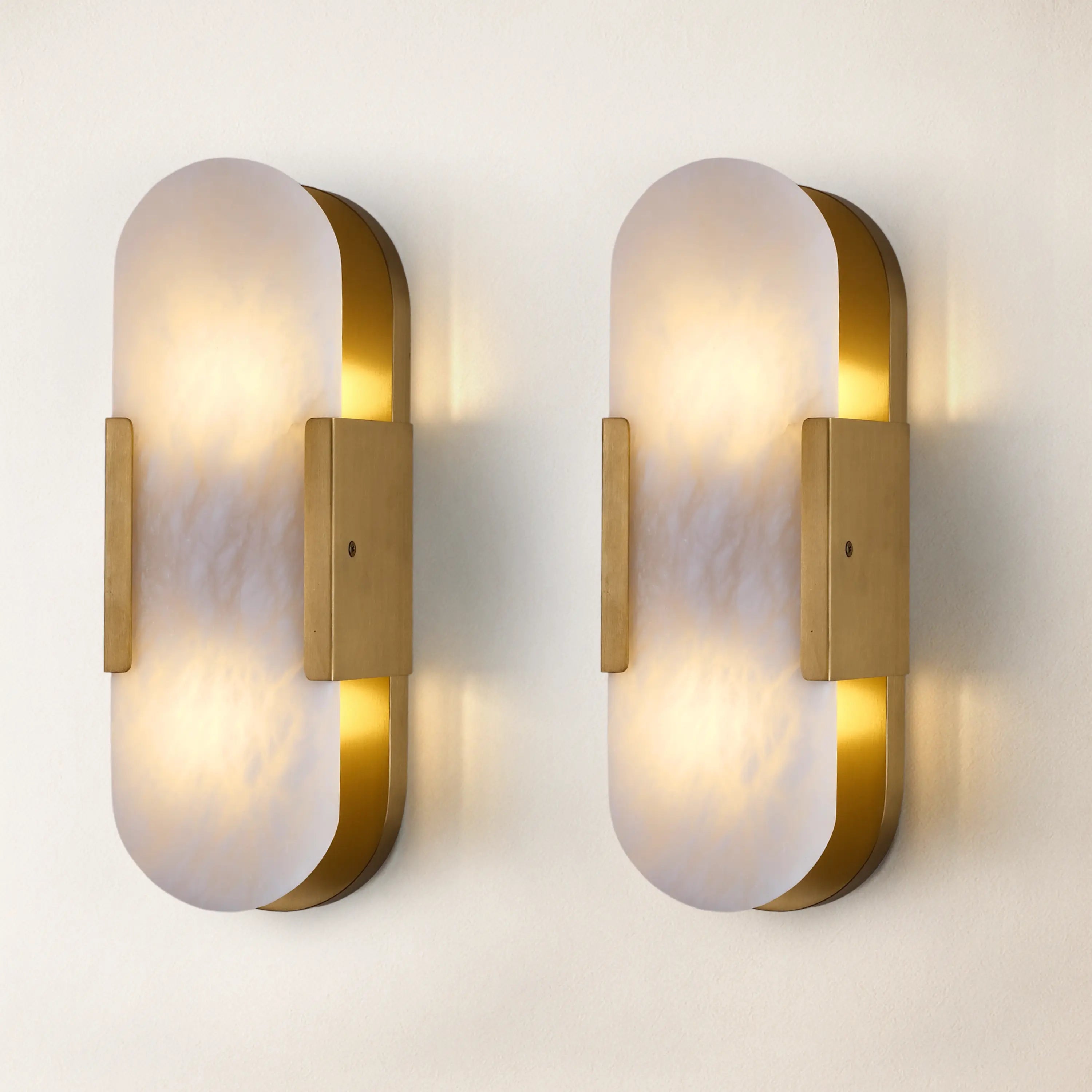 OpalEdge Alabaster Oval Wall Sconce 35cm H