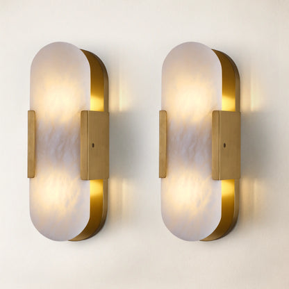 OpalEdge Alabaster Oval Wall Sconce 35cm H