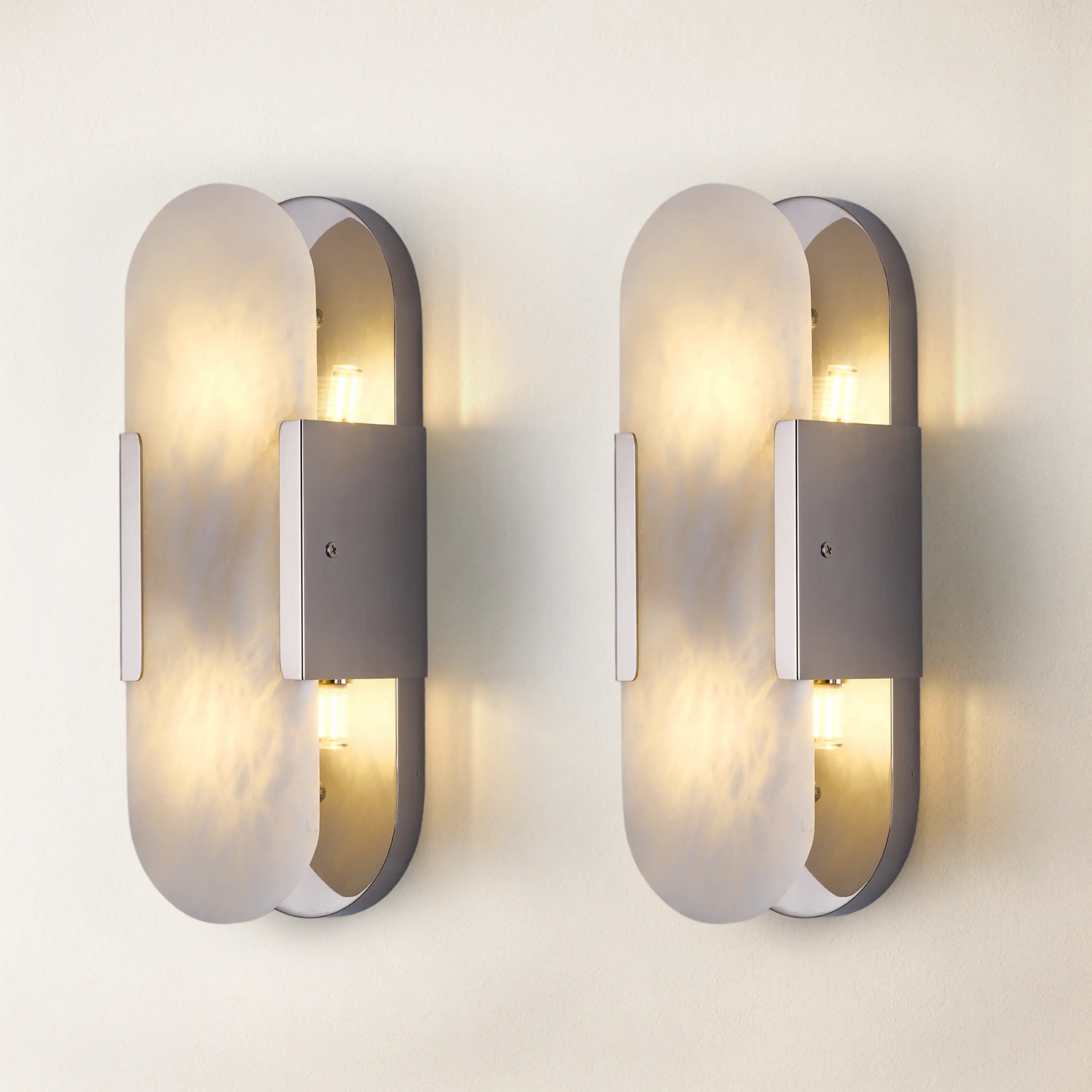 OpalEdge Alabaster Oval Wall Sconce 35cm H