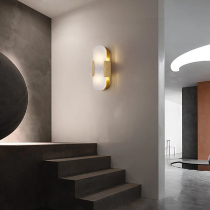 OpalEdge Alabaster Oval Wall Sconce 35cm H