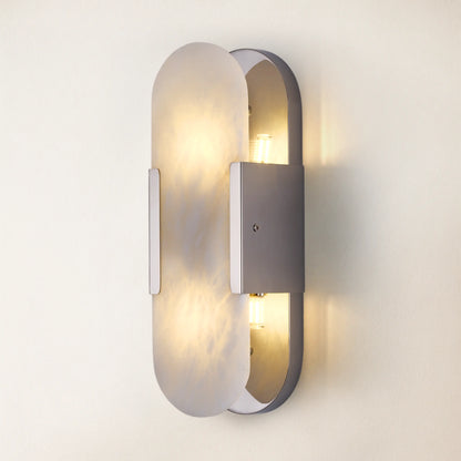 OpalEdge Alabaster Oval Wall Sconce 35cm H