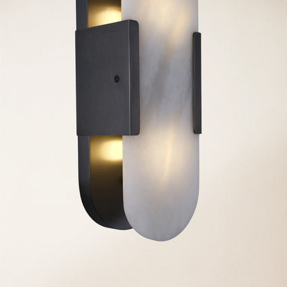 OpalEdge Alabaster Oval Wall Sconce 35cm H