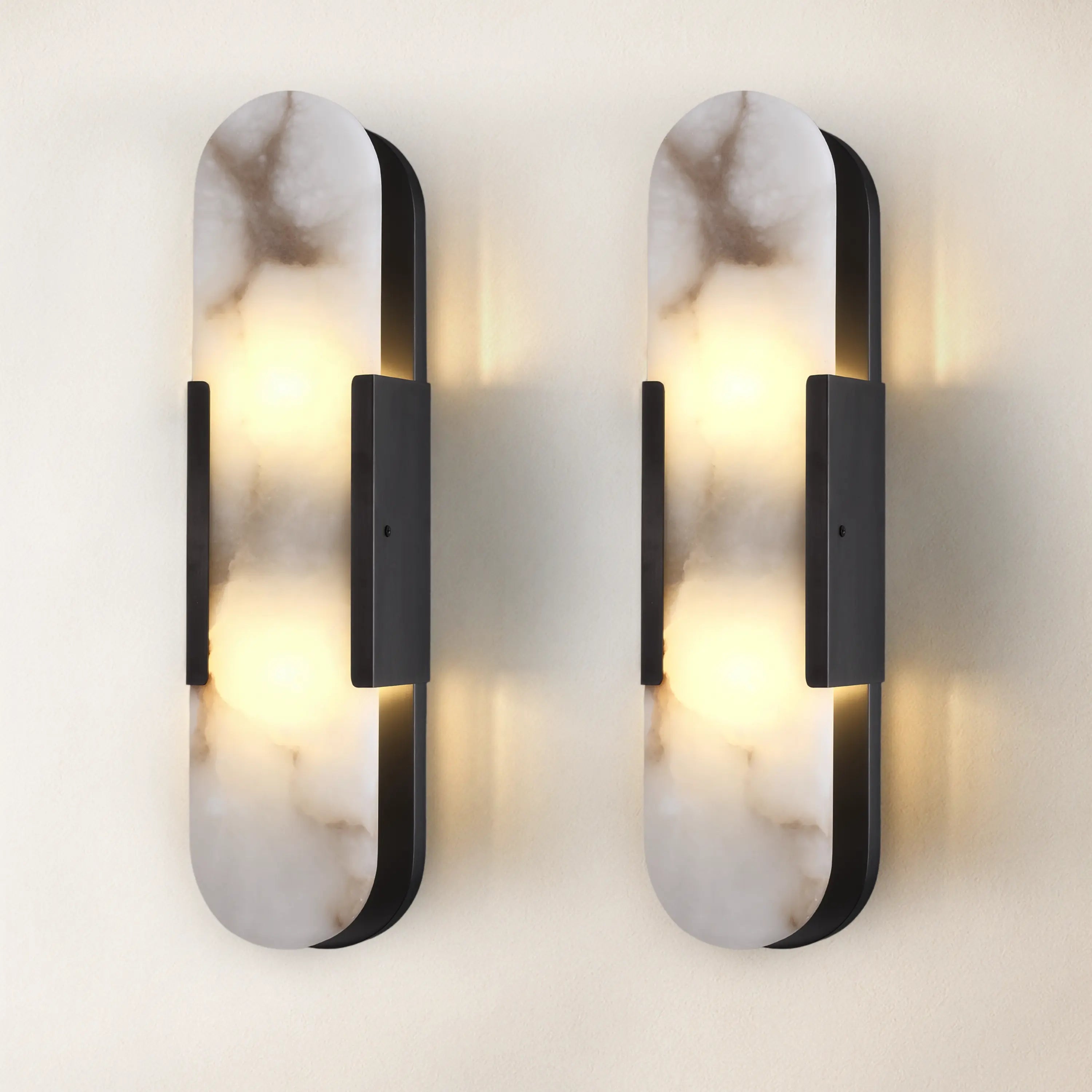 OpalEdge Alabaster Oval Wall Sconce 50cm H