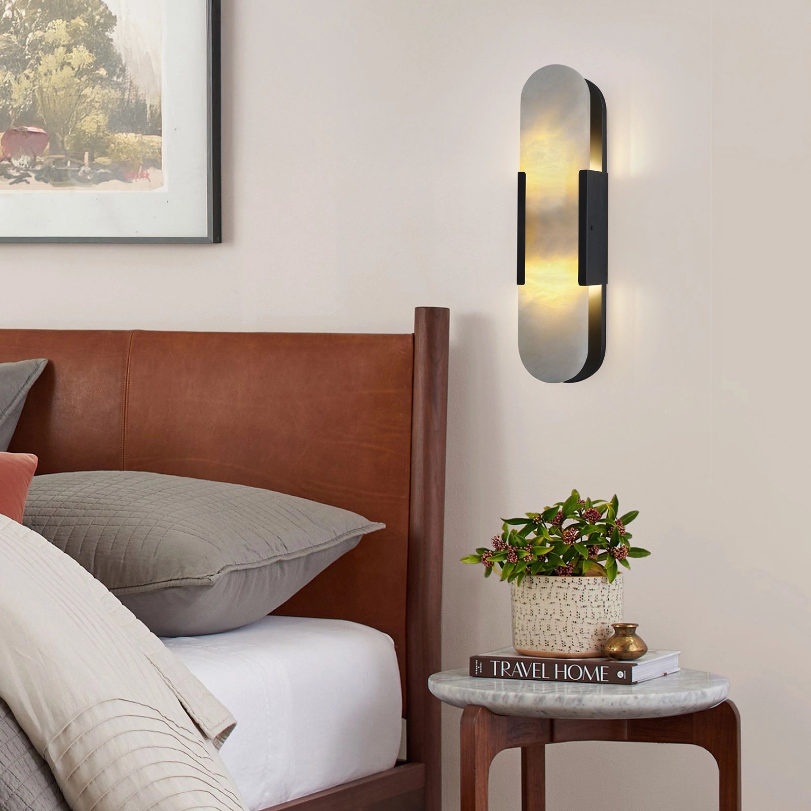 OpalEdge Alabaster Oval Wall Sconce 50cm H