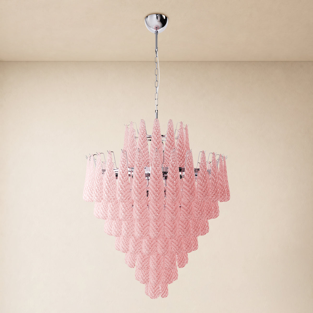 Veloria Murano Glass Leaf Tiered Chandelier 36"D