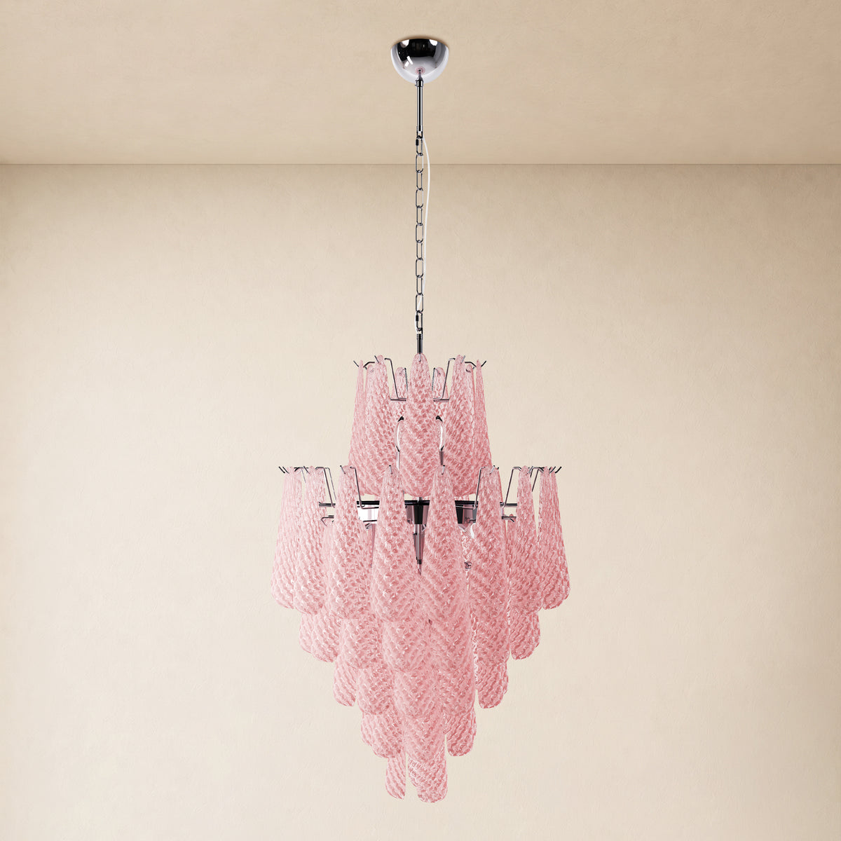 Veloria Murano Glass Leaf Tiered Chandelier 24"D