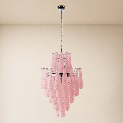 Veloria Murano Glass Leaf Tiered Chandelier 24"D