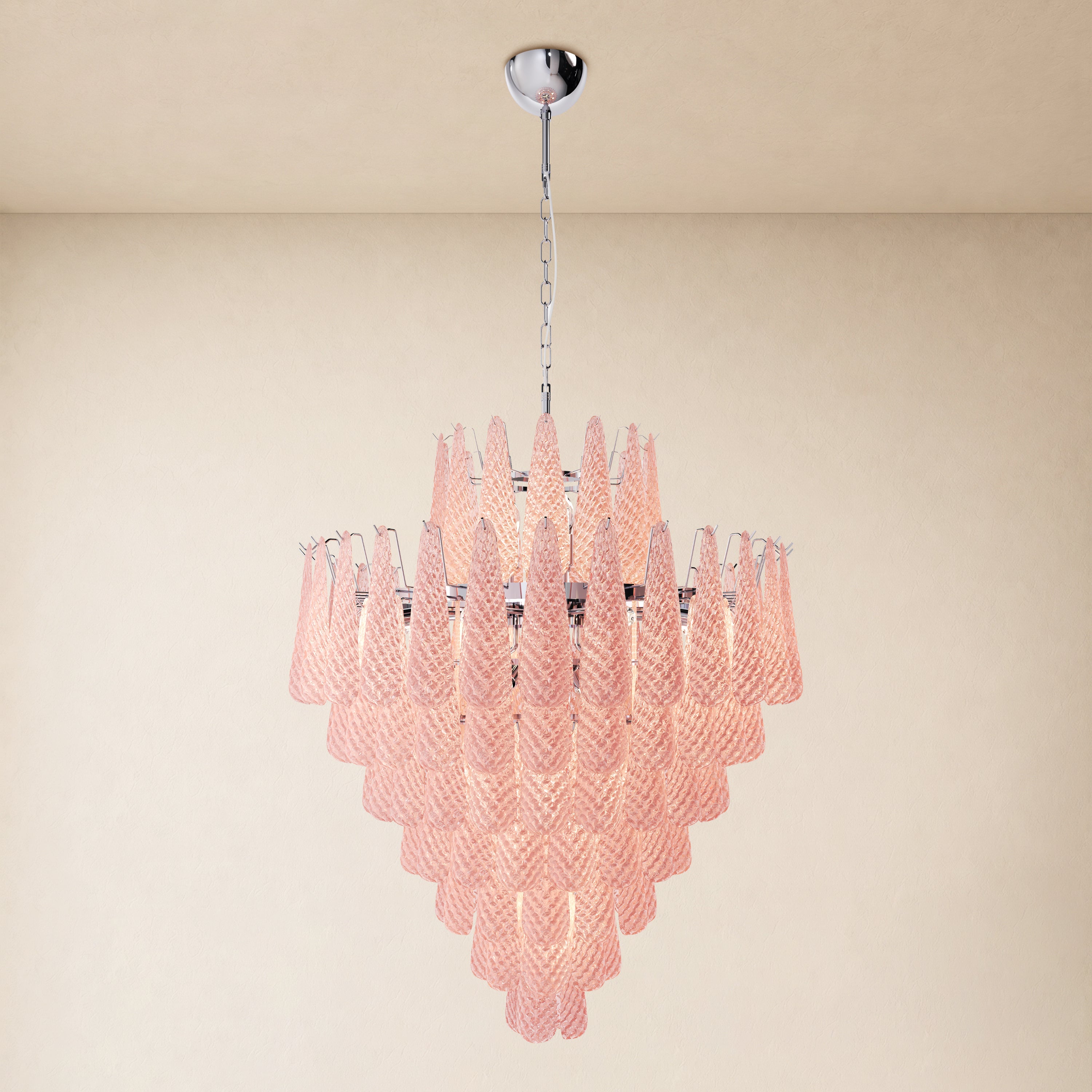 Veloria Murano Glass Leaf Tiered Chandelier 36"D