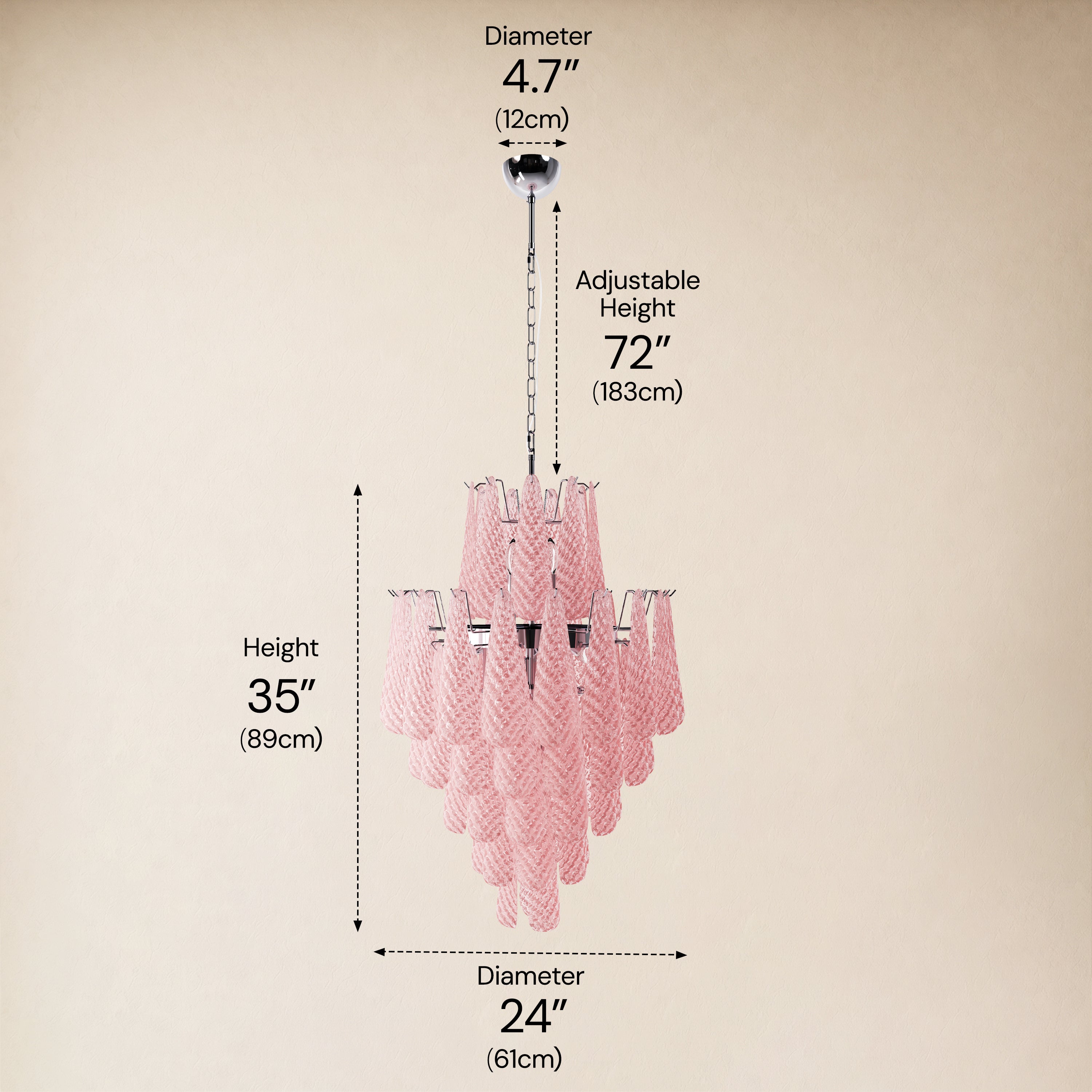 Veloria Murano Glass Leaf Tiered Chandelier 24"D