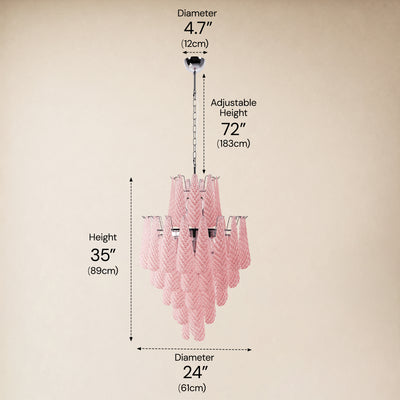 Veloria Murano Glass Leaf Tiered Chandelier 24"D