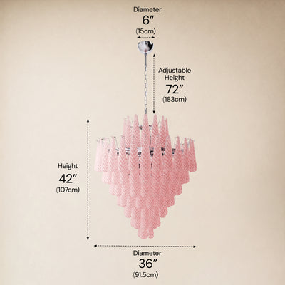 Veloria Murano Glass Leaf Tiered Chandelier 36"D
