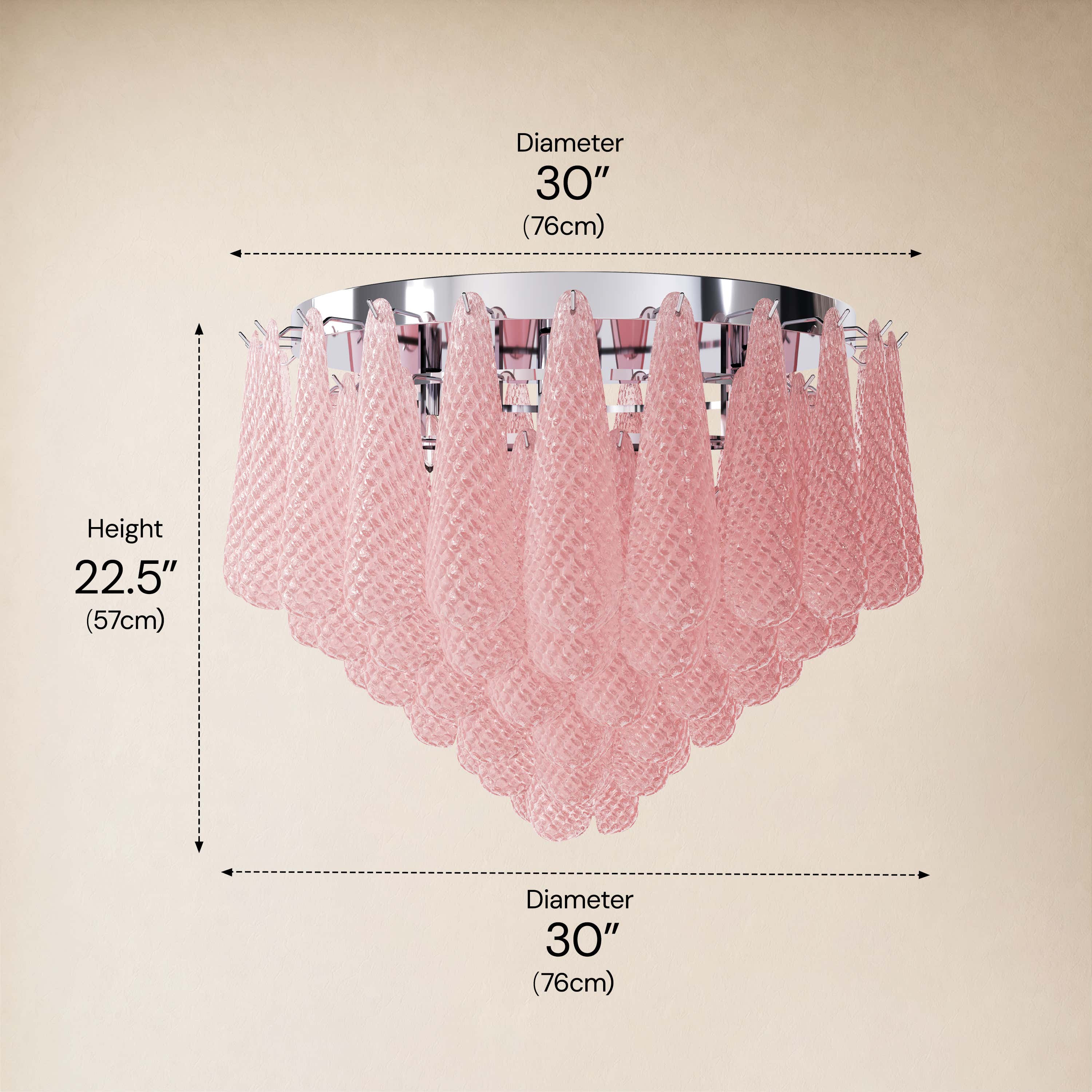 #Glass_Pink,Finish_Silver,Size_30" dimensions 6