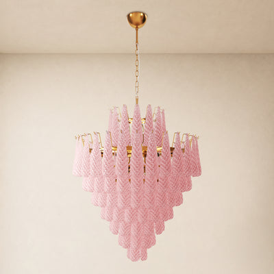 Veloria Murano Glass Leaf Tiered Chandelier 36"D