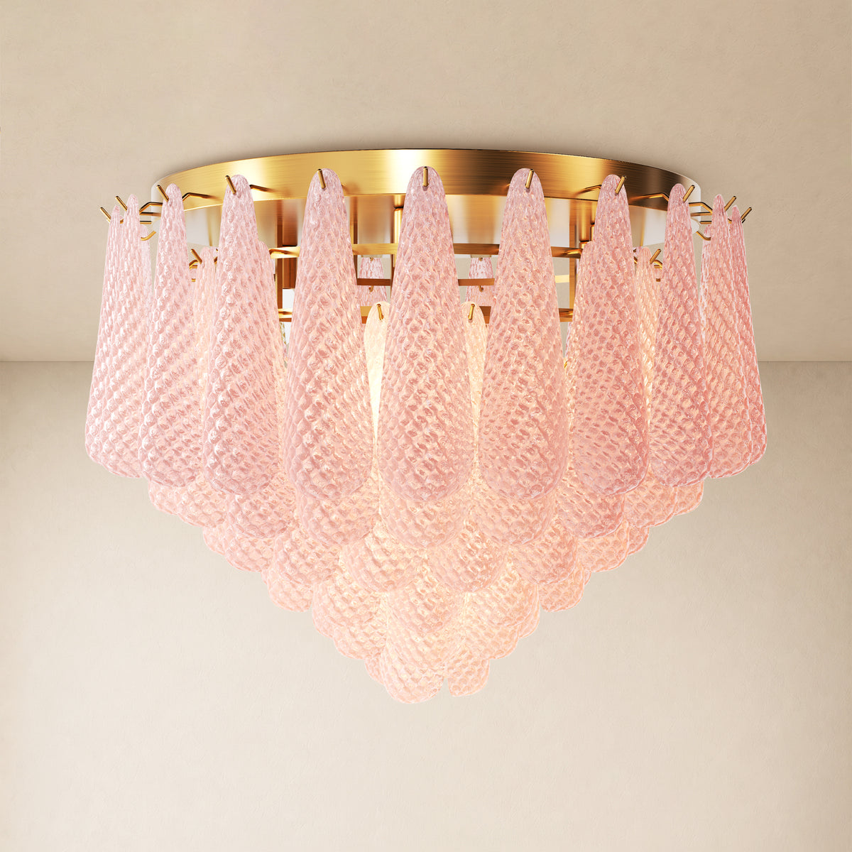Veloria Murano Glass Leaf Flush Mount 30"D