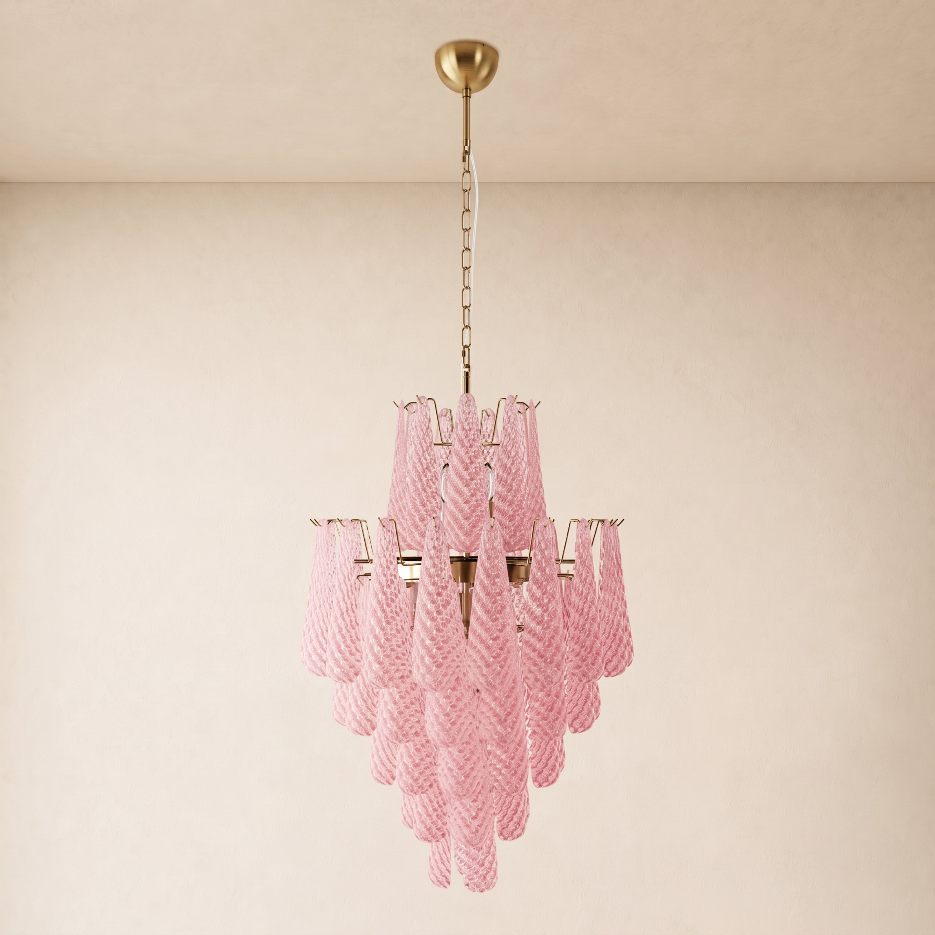 Veloria Murano Glass Leaf Tiered Chandelier 24"D