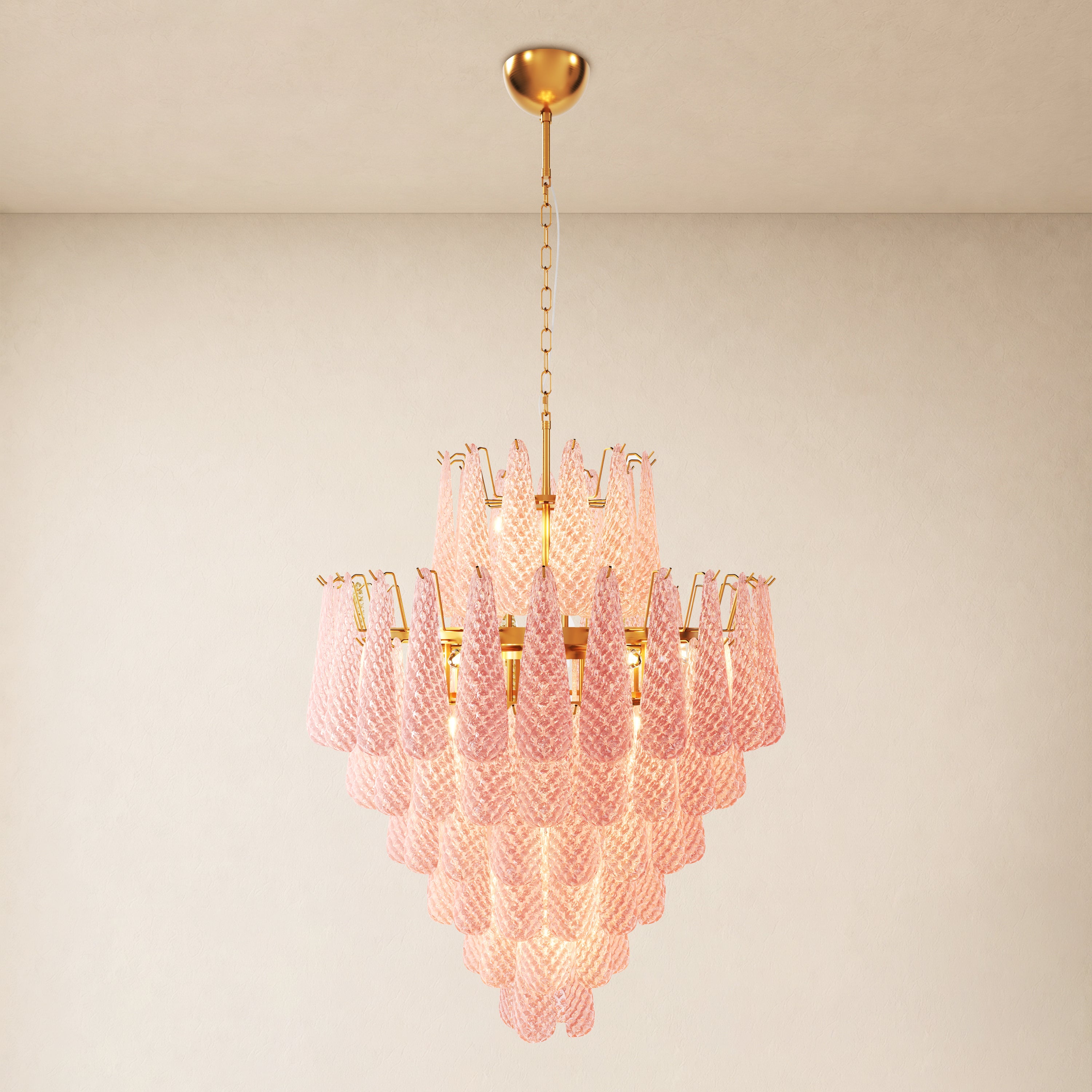 Veloria Murano Glass Leaf Tiered Chandelier 32"D