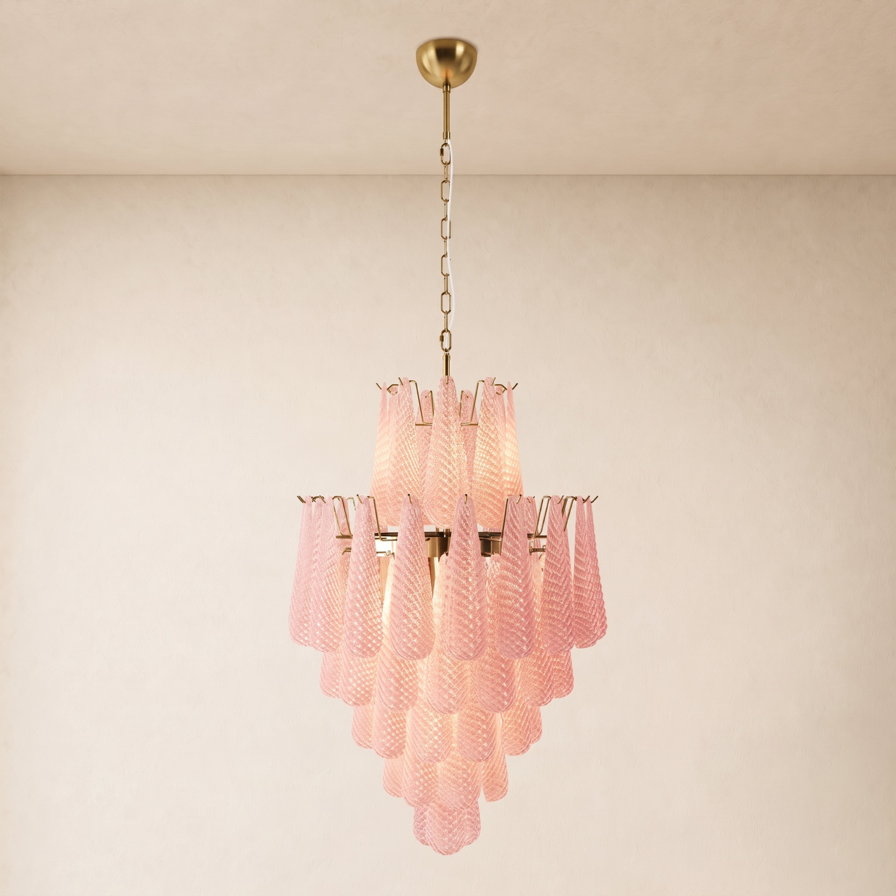 Veloria Murano Glass Leaf Tiered Chandelier 24"D