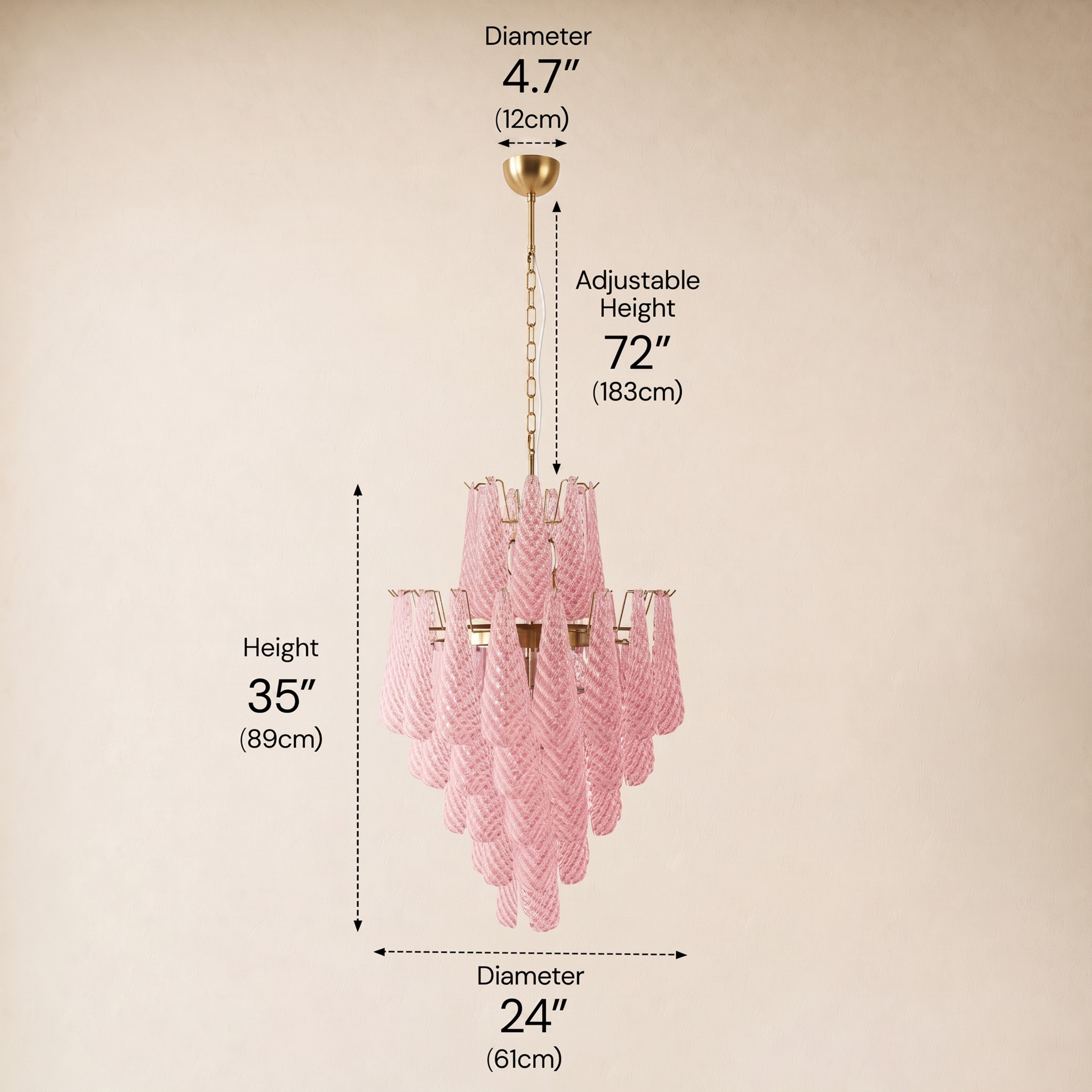 Veloria Murano Glass Leaf Tiered Chandelier 24"D