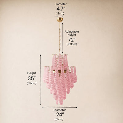 Veloria Murano Glass Leaf Tiered Chandelier 24"D