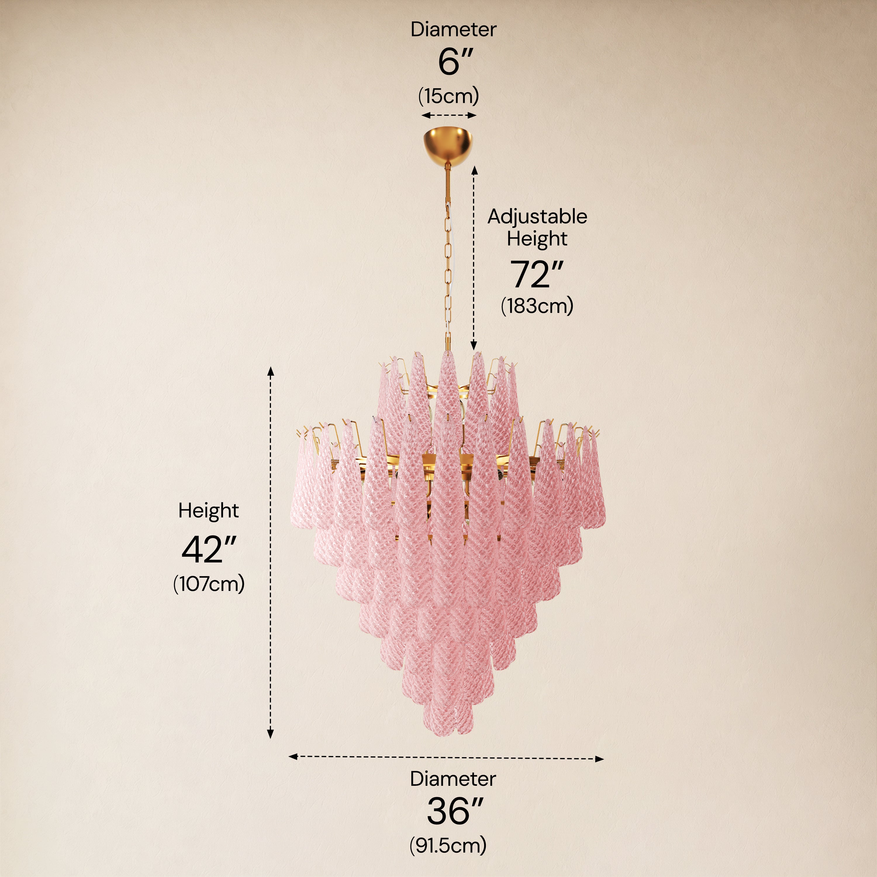 Veloria Murano Glass Leaf Tiered Chandelier 36"D