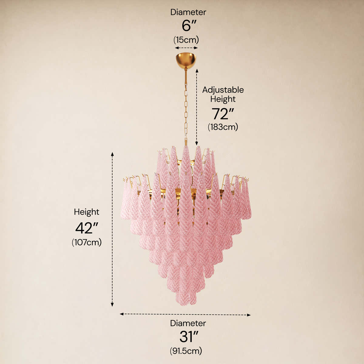 Veloria Murano Glass Leaf Tiered Chandelier 36"D dimensions 1